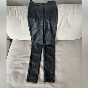 Karen Millen Black Faux Leather Legging W/Front Button Closure